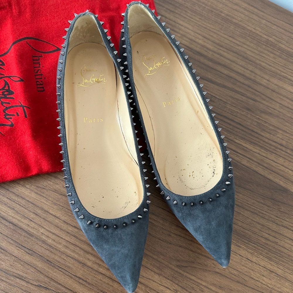 Christian Louboutin Black Spiked Flats